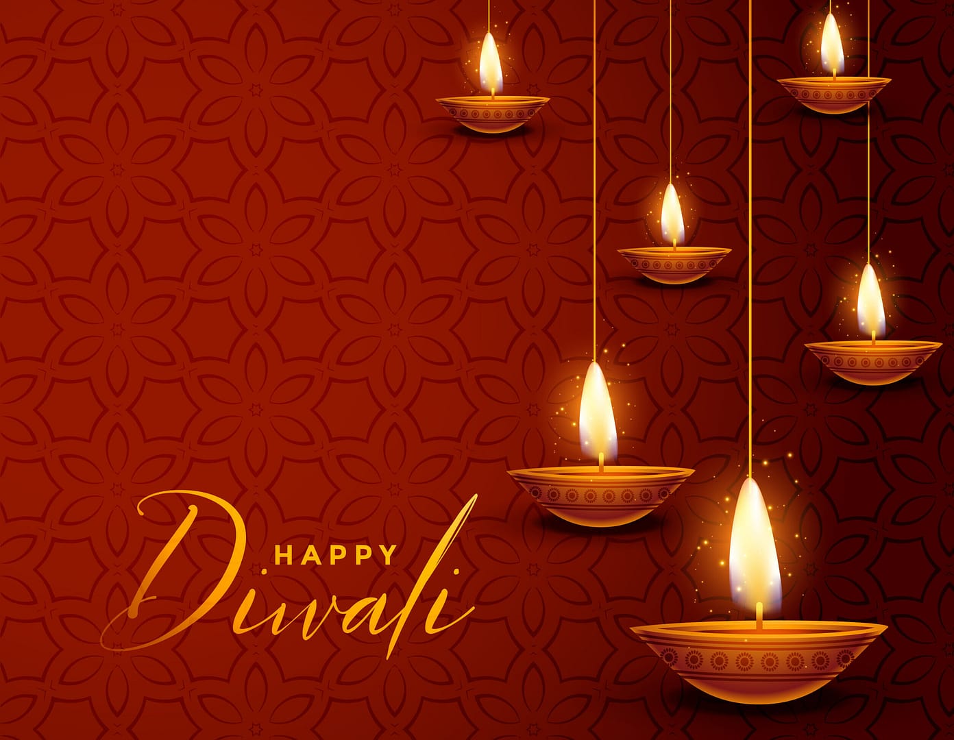 Happy Diwali celebration with lit diyas and beautiful decorations.